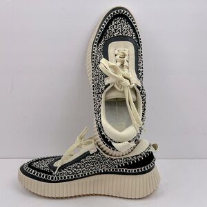 DOLCE VITA, CREAM & BLACK WOVEN KNIT SNEAKERS/ WALKING SHOES, WOMEN’S SIZE 9.5